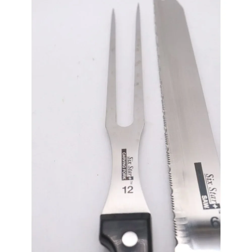 4 Ronco Six Star‎ Carving Knives - 2 Carving 6 Saw 12 Carving Fork SS Full Tang